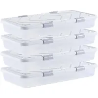 Vevor Cassettiera sotto il letto Scatola portaoggetti sotto il letto 4 pz. Contenitore sotto il letto con coperchio e chiusura grigia, organizzatore per vestiti, scarpe, coperte, camera da letto
