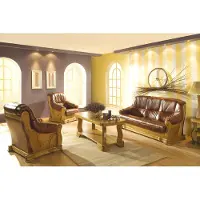 AEA Antik Stil Ledersofa Couch Sofagarnitur 3+1+1 Sitzer Italienisches Leder Polster