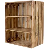 Merkloos Comodino in stile cassa di frutta - Bianco. Credenza rustica con 3 cassetti