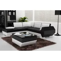 AEA Ecksofa Ledersofa Polster Wohnlandschaft Couch Sofa Eckgarnitur L-Form Weiß