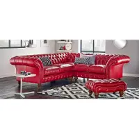 AEA Ecksofa Ledersofa Rot Polster Eck Couch Garnitur Sitz Design Chesterfield