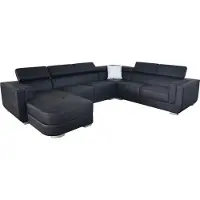 AEA Designer Wohnlandschaft Eckcouch +USB Sofa Polster Ledersofa Sofas Schwarz