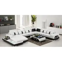 AEA Ecksofa Wohnlandschaft + USB Polster Design Couch Moderne Leder Sofa Eckgarnitur