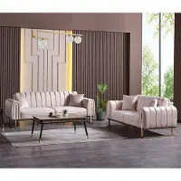 AEA Hochwertig Beige Sofagarnitur 3 2 Sitzer Garnitur Design Moderne Sofa Couchen