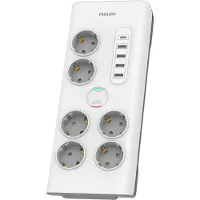 Philips Ciabatta multipresa SPN7060WA/10 con 6 prese Schuko e 4 porte USB da 35 W