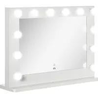 HOMCOM Hollywood Specchio da trucco 80 x 60 cm con illuminazione a LED, bianco
