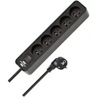 Brennenstuhl ECOLOR Presa a 5 vie (cavo 1,50 m H05VV-F3G1.0, con interruttore), nero