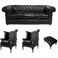 AEA Ledersofa Sofagarnitur Komplett Polster Sofa Couch Set Ohrensessel