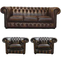 AEA Chesterfield Leder Design Luxus Sofagarnitur Couch Sofa Polster 3+1+1 Sitzer 186