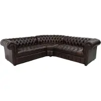 AEA Chesterfield Ecksofa Ledersofa Dunkelbraun Polster Eck Couch Garnitur Design