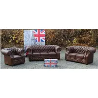 AEA Chesterfield 3+2+1 Vintage Echtleder Sofagarnitur Oxford Sofa Couch Polster Sitz