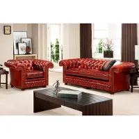 AEA Chesterfield Sofagarnitur Ledersofa 3+2+1 Sitzer Leder Garnitur Polster Couch