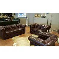 AEA Chesterfield Sofagarnitur Sofa Couch Polster 3+2+1 Ledersofa Komplette Garnitur