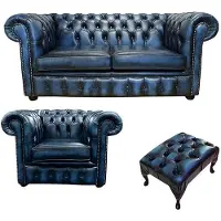 AEA Chesterfield Sofa Couch Polster Leder Sofagarnitur 2+1 Polster Set #461