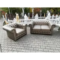 AEA Designer Chesterfield Sofagarnitur Sofa Couch 2+1 Polster Sitz Garnitur Gold