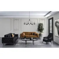 AEA Sofagarnitur 431 Sitzer Schwarz Luxus Modern Garnitur Stoff Gruppe