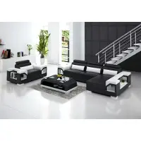 AEA Ecksofa L-Form Sessel Couchtisch Modernes Sofa Ledersofa Ecksofa Polster 4tlg Set