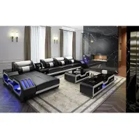 AEA Edle Luxus Couch Ecksofa Wohnlandschaft Multifunktions Couchen Sofa USB Licht