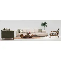 AEA Divano angolare componibile, divano a forma di L, divano in tessuto, divano a tre posti, poltrona beige