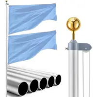Vevor , palo di bandiera da 6 metri, set completo per bandiere da esterno, palo in alluminio extra robusto con base in PVC, ideale per uso domestico, giardini e attività commerciali, colore argento