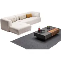 AEA Divano angolare, divano a forma di L, divano in tessuto, divano imbottito, divano beige
