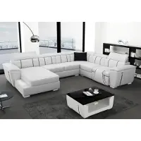 AEA Ledersofa Couch Polster Weiß Leder Sofas Sofa U-Form Couchen Wohnlandschaft