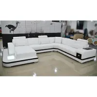 AEA Design Ledersofa Sofa Modernes Polster Leder Ecksofa Couch Wohnlandschaft