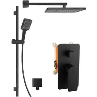 Kielle Vega - Set doccia con miscelatore da incasso, per 2 apparecchi, con accessori e corpo, nero opaco 20618SP14