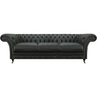 AEA Divano Chesterfield imbottito, tre posti, per il soggiorno, rivestito in tessuto
