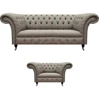AEA Set completo di divani da salotto Divano tre posti in tessuto Poltrona Chesterfield