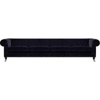 AEA Divano a quattro posti, imbottito, per soggiorno, rivestito in tessuto, stile Chesterfield