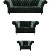 AEA Set di divani 3 pezzi imbottiti tre posti con divani a due posti Chesterfield