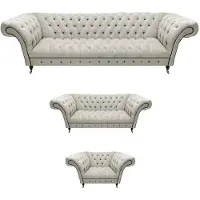 AEA Weiße Chesterfield Garnitur Polstercouchen Designer Sofagarnitur 3tlg