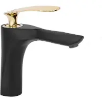 REA Rubinetto da Lavabo Orbit Black Gold Low