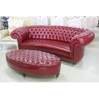 AEA Chesterfield 3 Sitzer + Hocker Couch Garnitur Polstermöbel Leder Sofas Couchen