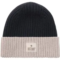 Huttelihut Kid's Hat Wool Knit Color Block Berretto Bambini (54 cm - 6-8 Years, nero/grigio)