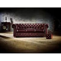 AEA XXL Sofa 3 Sitzer Couch Chesterfield Polster Sitz Garnitur Leder Rot