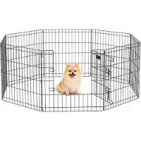 PawHut , recinto per cuccioli, 8 elementi, area di gioco per cuccioli, 8 pannelli a griglia, porta alta 61 cm