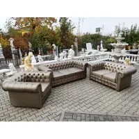 AEA Design Chesterfield 3+2+1 Sofagarnitur Leder Sofa Set Garnitur Couch Polster