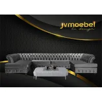 AEA Chesterfield Samt Ecksofa U-Form Wohnlandschaft Polsterecke Sofa Couch Sofas