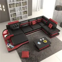 AEA Ecksofa Ledersofa Big xxl U-Form Wohnlandschaft Sofa Couch Garnitur Ledersofas