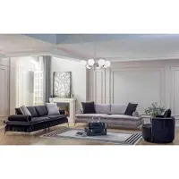 AEA Komplette Sofas Sofagarnitur Sofa Kunstleder Schwarz 3tlg Sessel Stoff