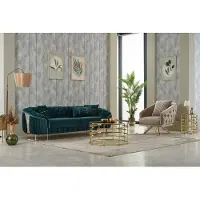 AEA Couchgarnitur Polstersofa Dreisitzer Sessel Grün Couch Stoffsofa 2tlg