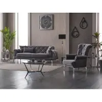 AEA Couchgarnitur Sofa Polstersofa Dreisitzer Stoffsofa Grau Sessel 2tlg