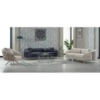 AEA Sofagarnitur Sofas Couchen Polstersofa Dreisitzer Sessel Beige 3tlg