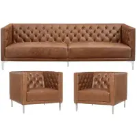 AEA Braun Chesterfield 2 Sessel Leder Modern Design Sofa Kreative Möbel Sofa Set