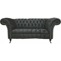 AEA Englische Chesterfield Büro Sitzmöbel Einrichtung Sofa Couch 2 Sitz Schwarz