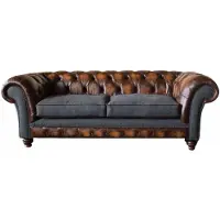 AEA Divano Chesterfield, design imbottitura di alta qualità, ideale per il soggiorno, rivestito in pelle