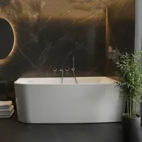KIAMAMI VALENTINA Vasca da bagno freestanding angolare in acrilico bianco lucido 150x100 cm | Melany