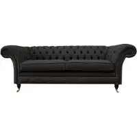 AEA Wohnzimmer Sofa Chesterfield Couch Dreisitzer Design Schwarz Möbel